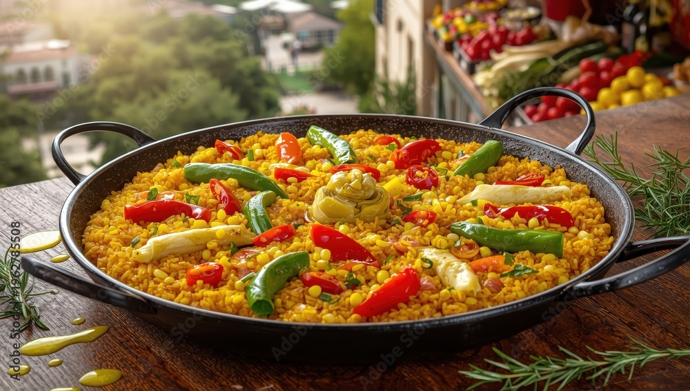Fototapeta premium Valencian vegetable paella