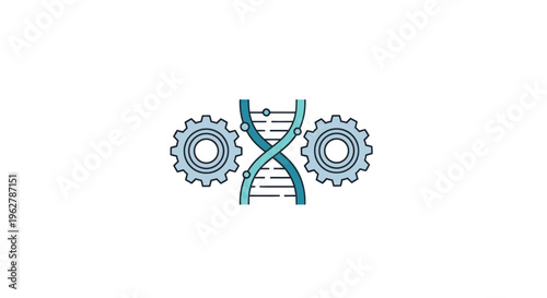 DNA helix gears genetic engineering symbol.