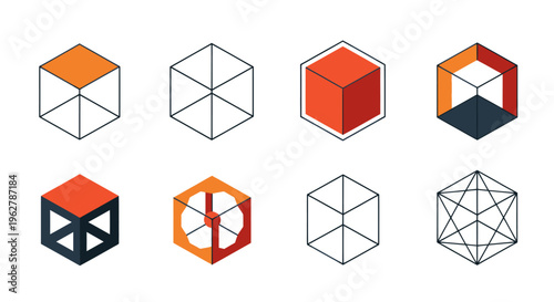 Geometric shapes cubes 3D models.
