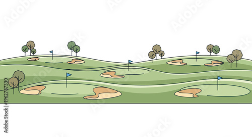 Golf Course with Sand Traps Holes.