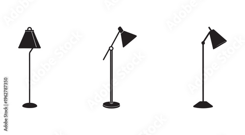 Three black floor lamps with different positions and designs  modern home lighting solutions