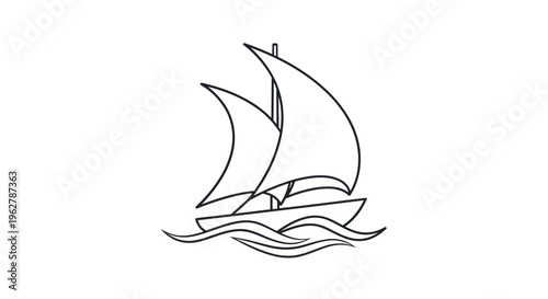 Sailing boat on the water surface.