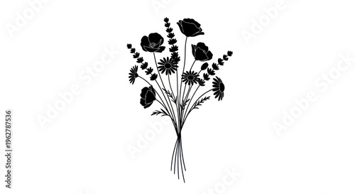 Bouquet of flowers on white background.