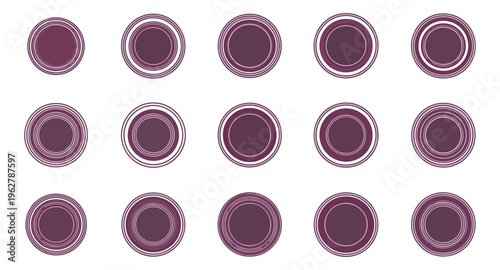 Abstract geometric pattern of concentric circles in shades of purple and white