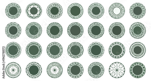 Decorative circular patterns array on dark background