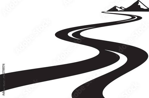 Winding Road to Mountains Landscape