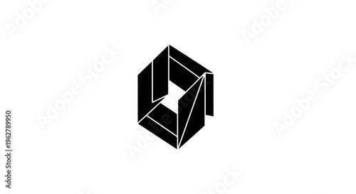 Abstract Geometric Hexagon Logo Design, Modern Minimalist Black and White Icon