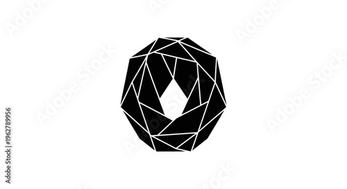 Abstract Black Geometric Shape on White Background, Modern Design Element