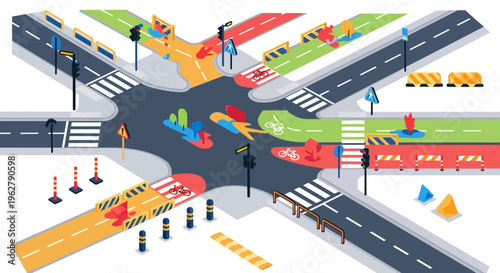 Colorful Fish Swimming Through Busy City Intersection.