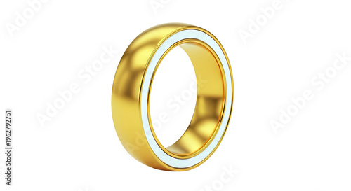 Gold Ring with White Inlay