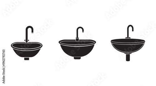 Three different bathroom sink and faucet designs for plumbing and interior decoration  modern bathroom fixtures