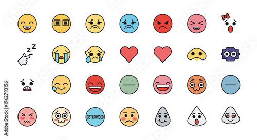 Collection of various emoticon faces.