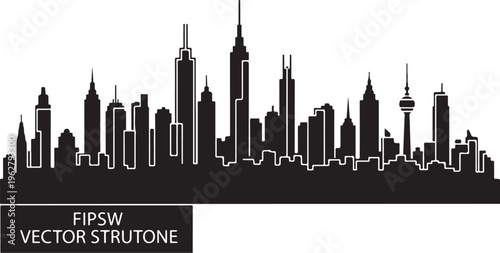 City Skyline Vector Illustration with Modern Buildings and Towers
