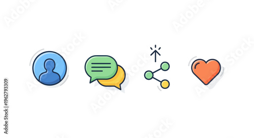 Colorful communication and love symbols.