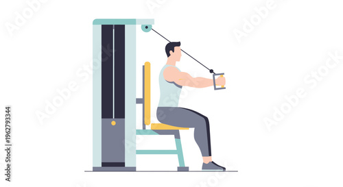 Man exercising on gym machine.