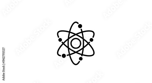 Atom model icon, scientific symbol for physics, chemistry, and nuclear energy
