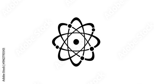 Atomic structure symbol icon, science and research concept, minimalist vector illustration