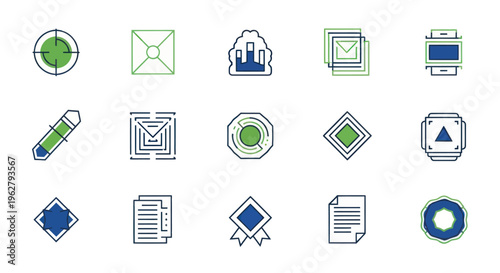 Collection of business document icons.