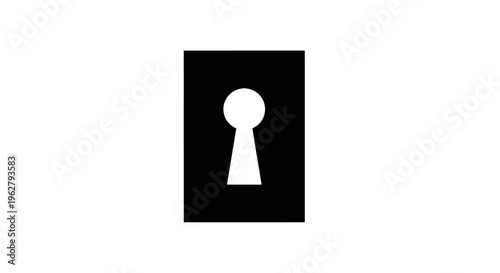 Black rectangle with a white keyhole silhouette on a white background