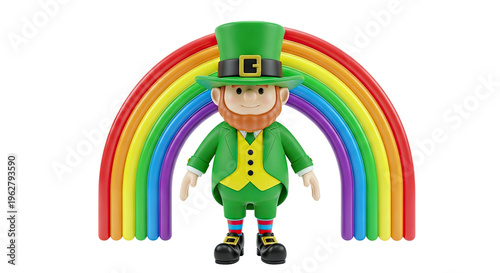 Leprechaun in front of a rainbow