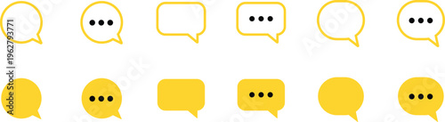 Chat icon set. Collection of outline and filled speech bubbles sign. Messaging symbol for UI, communication apps, and feedback interfaces. Talk pictogram. Text illustration.