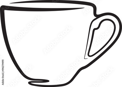 Simple black and white illustration of a coffee cup