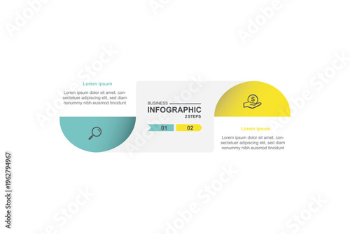 2 step line connected infographic element. Banner presentation. Brochure information. Timeline
infograph