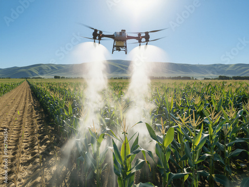 Tableau sur toile Agricuture drone in corn field