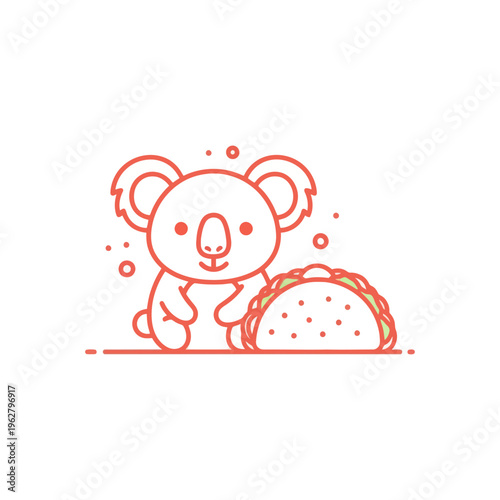 Cute Koala Character with Taco Illustration