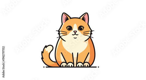 Cute Orange Cat Sitting Down.