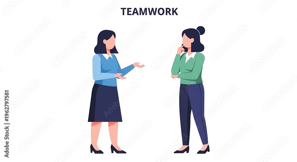 Fototapeta premium Two women business partners in a teamwork concept illustration isolated on white background