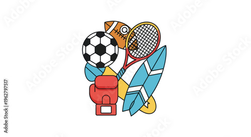 Sports equipment illustration with ball.
