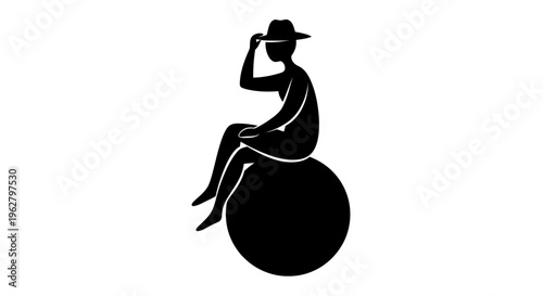 Woman sitting on a ball relaxing.