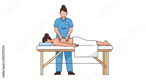 Female therapist giving massage to woman.
