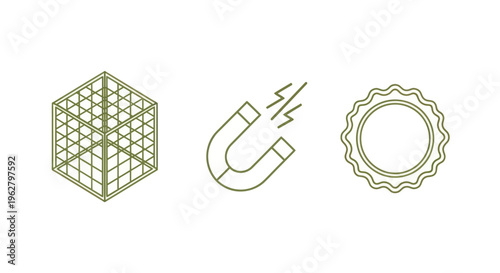 Magnet and Gear Industrial Objects.