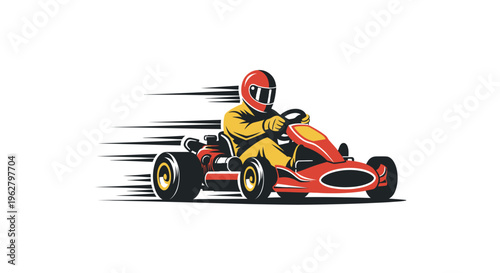 Racing Driver in Red Kart Vehicle.