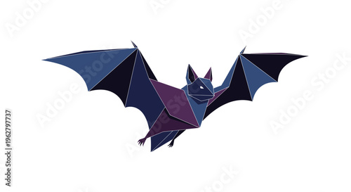 Geometric Bat in Flight Illustration.