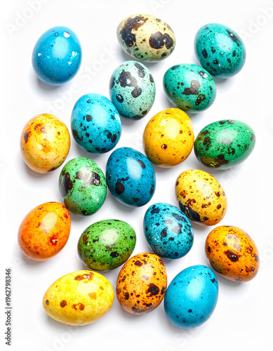 quail eggs on white background