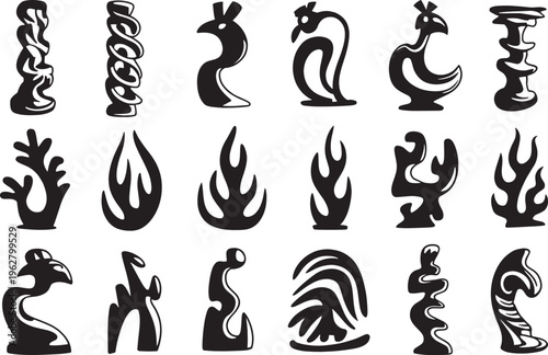 Abstract organic sculpture shapes collection for modern art and contemporary gallery museum exhibits