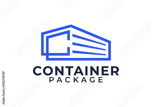 Initial C and container logo. for business logistics delivery logo design concept