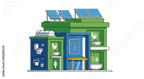 Eco friendly house with solar panels.