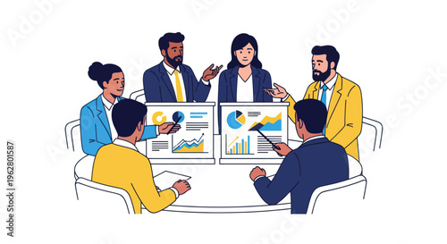 Business people discussing at meeting table.