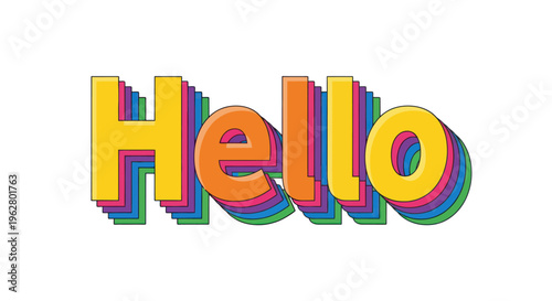 Multicolored Hello Text Graphic Design.