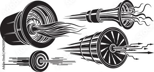 Vintage Style Illustration of Racing Wheels in Motion Blur