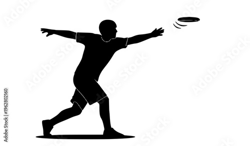 football player silhouette People Playing Frisbee Line Art Set Park Activity Vector