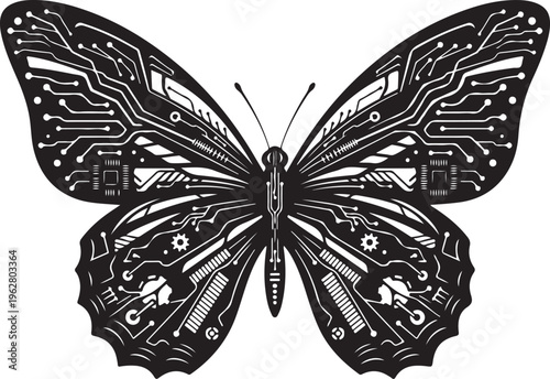 Circuit Butterfly with Intricate Electronic Design Elements Illustration