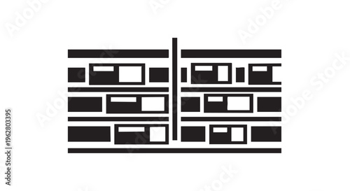 Video Editing Timeline with Multiple Tracks Clips - Black Filled Icon Vector