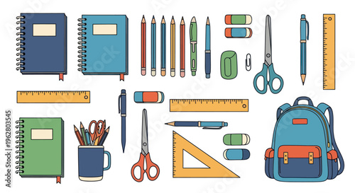School supplies and stationery items.