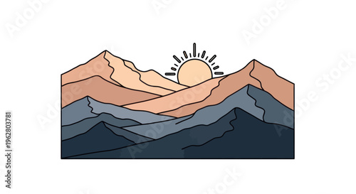 Mountain range with sun rising.