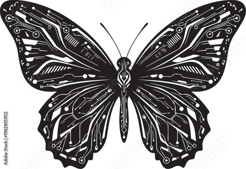 Circuit Butterfly Design with Intricate Patterns and Details Shown